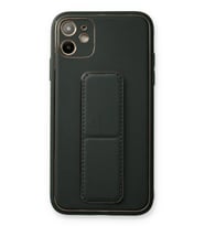 Pilelistore   iPhone 12 Kılıf Coco Deri Standlı Kapak - Füme