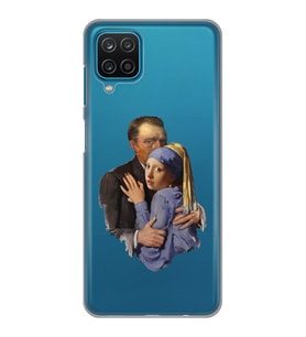 Samsung Galaxy M32 Uyumlu Van Gogh & İnci Küpeli Kız Tasarımlı Şeffaf Telefon Kılıfı