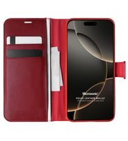 Microsonic Apple iPhone 16 Pro Max Kılıf Delux Leather Wallet Kırmızı (Kırmızı)