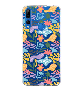 Huawei Y9 Prime 2019 ile Uyumlu 1mm Kapak Memphis Desen Tasarımlı Şeffaf Silikon Kılıf