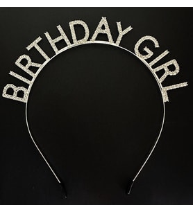 Gümüş Kristal Taşlı Birthday Girl Doğum Günü Tacı İthal Ürün A Kalite 17x16 cm (5343)
