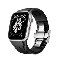 Apple Watch 44/45/46/49mm Kordon Metal Tokalı Silikon Tour Kilim Dizayn Strap 12 (Siyah)