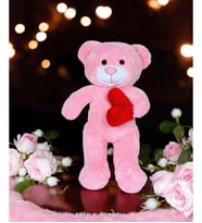 Kalpli Peluş Ayıcık - Sevgiliye Çok Özel Kalpli Hediye Peluş Ayıcık (Pembe)