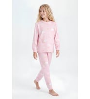 %100 Pamuk ve Baskılı Kız Çocuk Pijama Takımı 8-13 Yaş 12739IS MODANINO