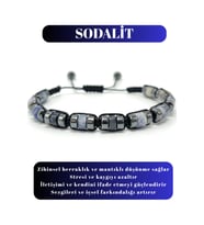 Sertifikalı Sodalit Disk Model Doğal Taş Makrome Bileklik Ayarlanabilir Ölçü