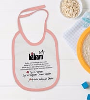 BK Kids Kişiye Özel Pembe Bebek Mama Önlüğü - Model 63