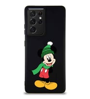 Samsung Galaxy S21 Ultra Soft Premier Kapak Mickey Mouse-G Tasarımlı Silikon Kılıf - Siyah (Şeffaf)