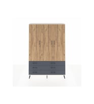 Arges Dolap 5 Raflı 6 Çekmeceli Tek Askılı 132x30x195 Aytaşı-Çam/Antrasit