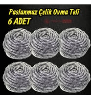 Technow %100 Paslanmaz Çelik Sürtme Bulaşık Ovma Teli 6 Adet