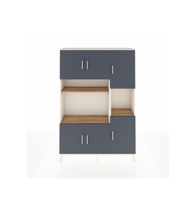 Arges Dolap 9 Raflı 6 Kapaklı 132x30x195 Aytaşı-Antrasit/Çam
