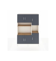 Arges Dolap 9 Raflı 6 Kapaklı 132x30x195 Aytaşı-Antrasit/Çam