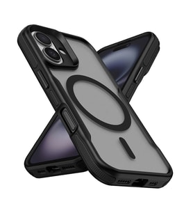 Lexroo iPhone 16 Kılıf M-safe Şarj Özellikli Renkli Kenar Airbag Şeritli Lamer Kılıf - Siyah