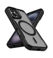 Lexroo iPhone 16 Kılıf M-safe Şarj Özellikli Renkli Kenar Airbag Şeritli Lamer Kılıf - Siyah