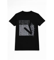 Erkek Bisiklet Yaka Baskı Detay Siyah T-shirt