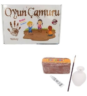 Hobi Eğitim Dünyası Kil Oyun Çamuru (Çamur, Vazo, Boya ve Fırça) Oyun Seti