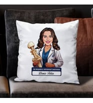 Kişiye Özel Hediye En Başarılı Kadın Ortopedi Doktoru Karikatürlü Yastık
