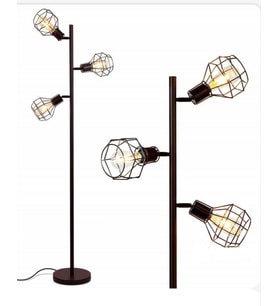 Retro Kafesli 3 Lü Rustik Hareketli Mafsallı Köşe Lambası Lambader (Metal)