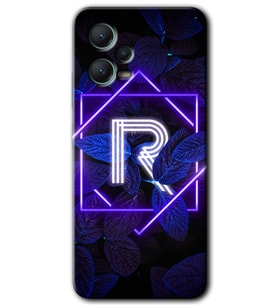 Redmi Note 12 5G Kılıf HD Desen Baskılı Kılıf - Dark Neon Yaprak R Harfi