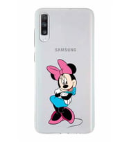 Samsung Galaxy A70s   Kapak Minnie Mouse Tasarımlı Şeffaf Silikon Kılıf