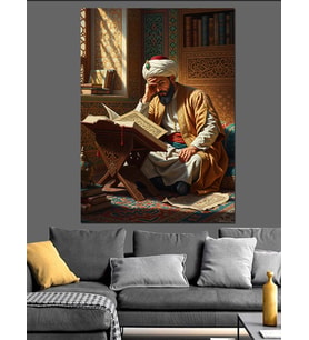 Kitap Okuyan Bilge Adam Dekoratif Kanvas - Mdf Ahşap Tablo