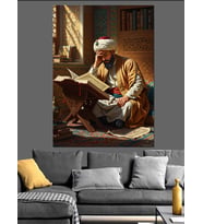 Kitap Okuyan Bilge Adam Dekoratif Kanvas - Mdf Ahşap Tablo