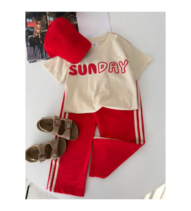 Miniğimin Cicileri Sunday List Kız Çocuk 2 li takım - Kırmızı