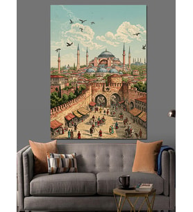 Kalabalık Ayasofya Camii İstanbul Dekoratif Kanvas - Mdf Ahşap Tablo
