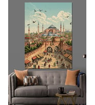 Kalabalık Ayasofya Camii İstanbul Dekoratif Kanvas - Mdf Ahşap Tablo