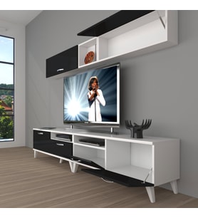 Decoraktiv Eko 5200 Slm Retro Tv Ünitesi Tv Sehpası (Siyah - Beyaz)