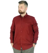 Mode XL Büyük Beden Erkek Keten Cepli Gömlek 20386 Bordo