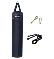 Desfabe Polydes 120x30 Cm Kolonlu Boks Kum Torbası Siyah+Askı Aparatı+Atlama İpi