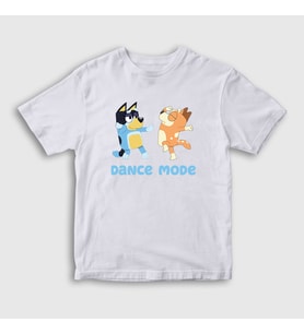Presmono Unisex Çocuk Beyaz Bluey Dance Mode Bandit Chili T-Shirt 446371tt (Beyaz)