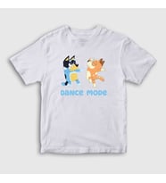 Presmono Unisex Çocuk Beyaz Bluey Dance Mode Bandit Chili T-Shirt 446371tt (Beyaz)