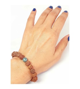 Afrika Turkuazı Taşlı Rudraksha Tohum Unisex Bileklik 8mm