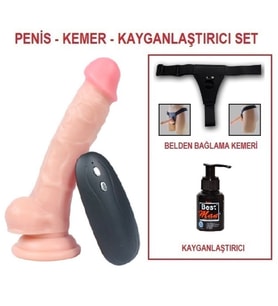 LilituShop 17 cm Belden Bağlamalı Titreşimli Realistik Dildo Penis Set