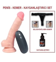 LilituShop 17 cm Belden Bağlamalı Titreşimli Realistik Dildo Penis Set