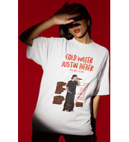 Tasarım Cold Water Justin Bieber Şarkıcı Baskılı Unisex Oversize Tişört