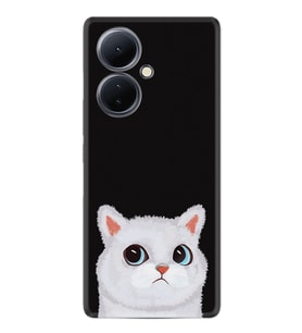 Vivo V29 Lite Kılıf Resimli Desenli Silikon Platinium Series White Cat 1835