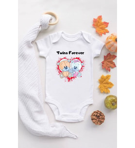 Twins Forever Ikiz Kardeş Bebek Body Organik %100 Pamuklu Zıbın