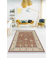 Kiremit Çerçeveli Dokuma Pamuk Taban Kaymaz Kilim KLM022