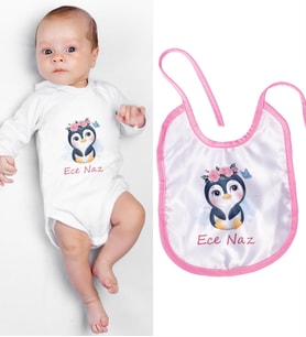 eJOYA Kişiye Özel Zıbın Ve Önlük Bebek Hediye Seti 110118 (Pembe)