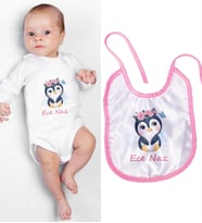 eJOYA Kişiye Özel Zıbın Ve Önlük Bebek Hediye Seti 110118 (Pembe)