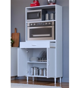 Eliusta Lunera G:85 cm Beyaz Mutfak Dolabı Çok Amaçlı Açık Bölmeli Fırın Mutfak Dolabı 85x163,4x32,5 cm