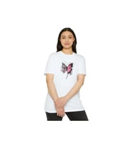 Unisex Bisiklet Yaka Baskılı T-Shirt - Beyaz