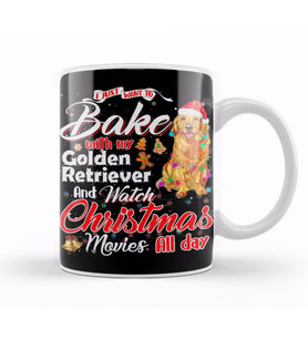 Bake Stuff With Golden Retriever And Watch Christmas Funny Kupa Bardak Porselen