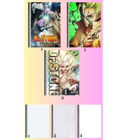 dr stone 3 adet defter A4 büyük boy 72 sayfa çizgili_kareli_çizgisiz defter seti
