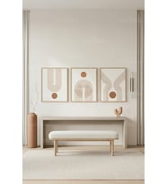 Modern Minimalist Soyut Geometrik Tasarımlı 3’lü Ahşap Çerçeveli Tablo Seti