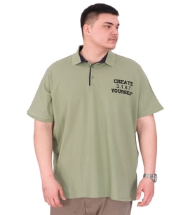 Mode XL Büyük Beden Erkek T-Shirt Polo Yaka YOURSELF U25310 Çağla
