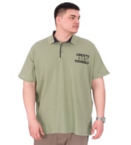 Mode XL Büyük Beden Erkek T-Shirt Polo Yaka YOURSELF U25310 Çağla