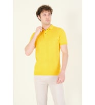 Giyim Dünyası Erkek Çıtçıtlı Desenli Polo Yaka Merserize T-Shirt Sarı